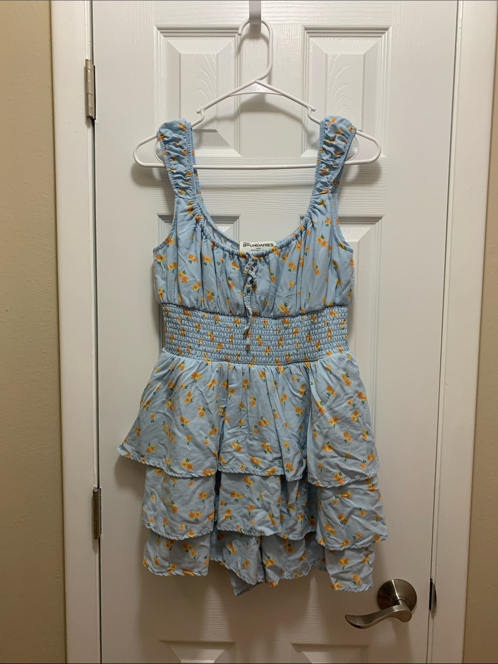 No Boundaries Light Blue Floral Tiered Romper
